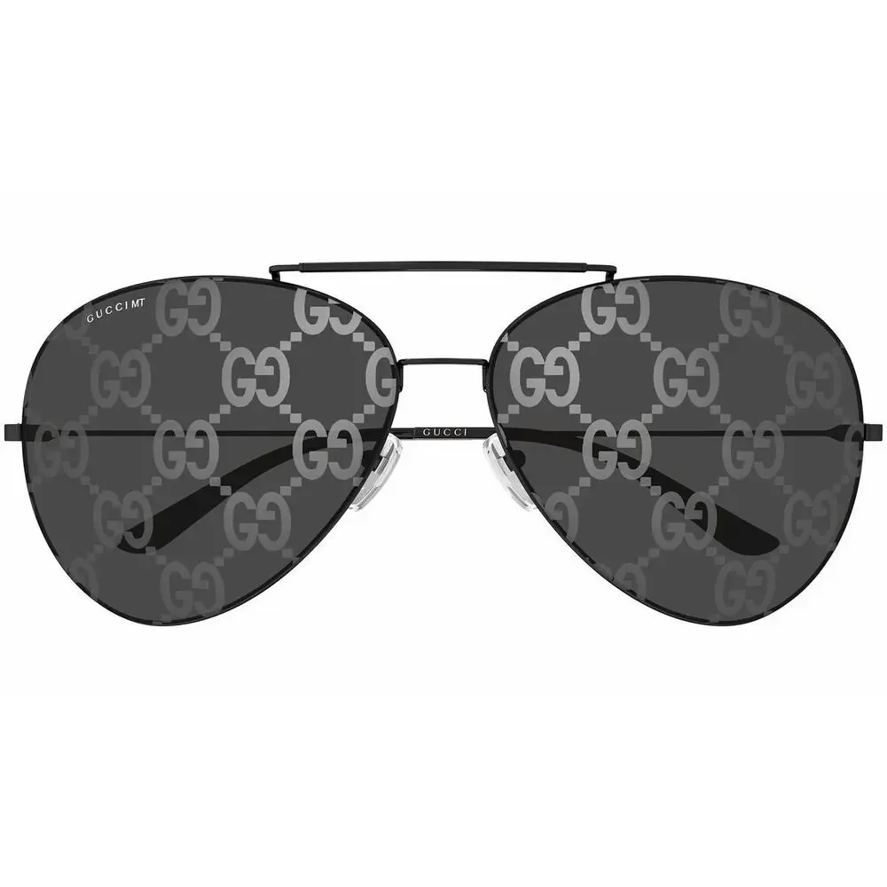 GUCCI GG2172S 002 Black Smoke GG Logo Lens Aviator Sunglasses Large AUTHENTIC